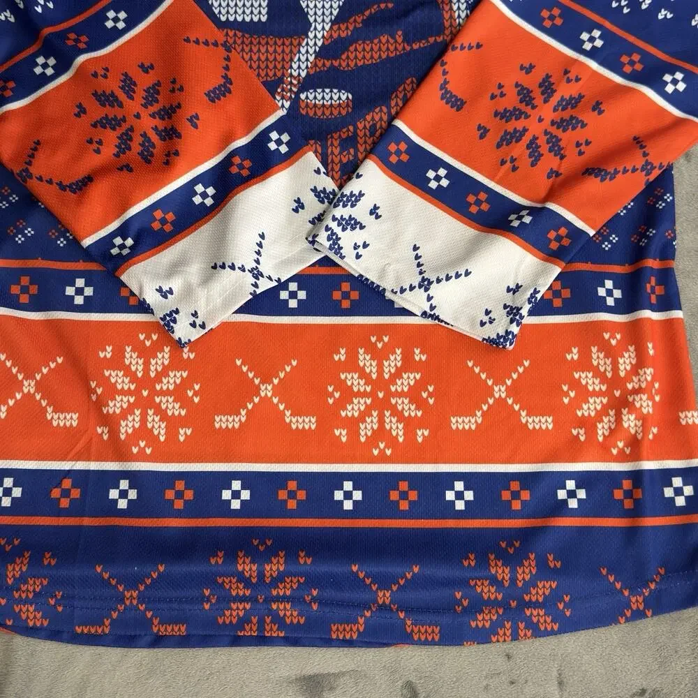 New York Islanders Ugly Christmas Hockey Jersey Elanders 72 AXL Blue Orange Long